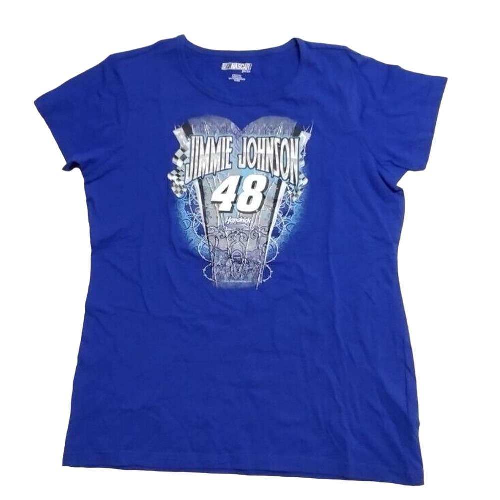 Nascar "Jimmie Johnson #48" Womens Size XL Fitted Graphic Blue T Shirt